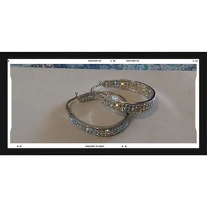 Gorgeous Oval Aurora Borealis Swarovski Crystal Inside Out Hoop Earrings
